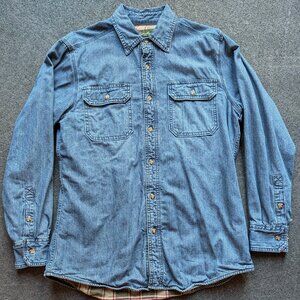 Eddie Bauer Flannel Lined Denim Overshirt
